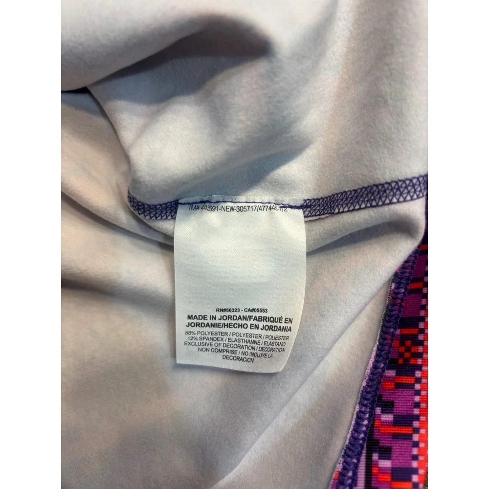 Nike Pro Dri-FIT Womens Quarter Zip Pullover Purple Pink Geometric Pattern M‎